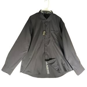 HISDERN Men's Black Inner Contrast Formal Classic Casual L/S Shirts SZ 2XL 18.5